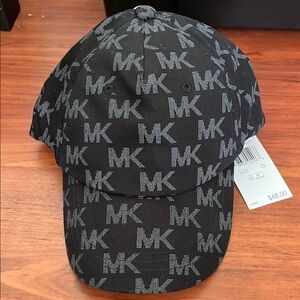 Michael Kors Black and Gray MK Pattern Cap